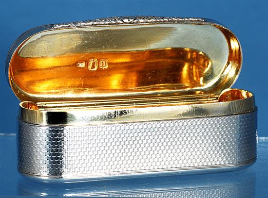 A large George IV Britannia standard silver table snuff box, Length 104mm Width 48mm Weight 5.4oz/153grms